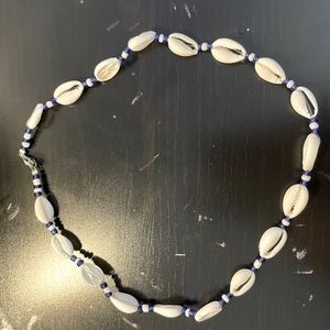 Blue Beaded Puka Shell Necklace